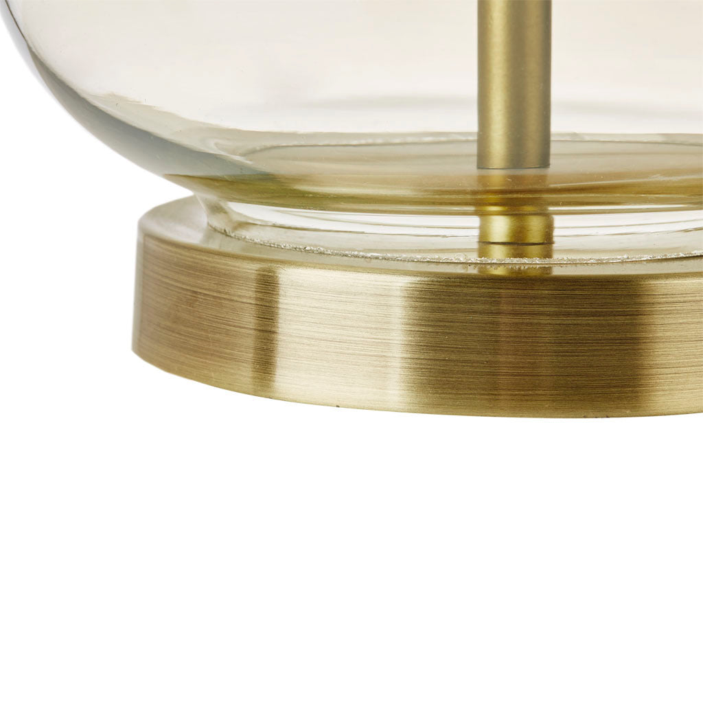 Ellipse Curved Glass Table Lamp set of 2, brass base with clear glass shade HouseOfZazla on Tampa Home & Garden Store