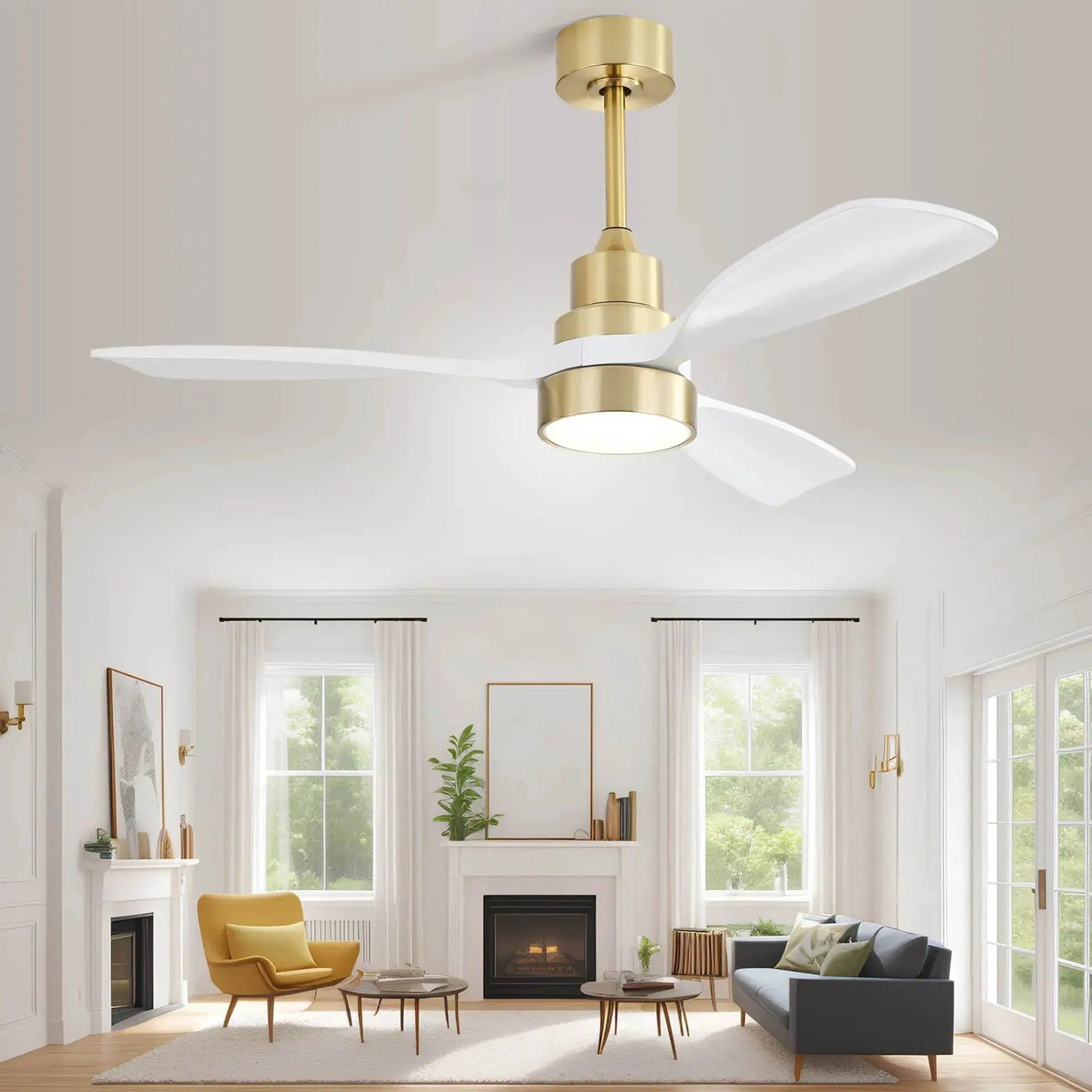Indoor Ceiling Fan with Dimmable LED Light Remote