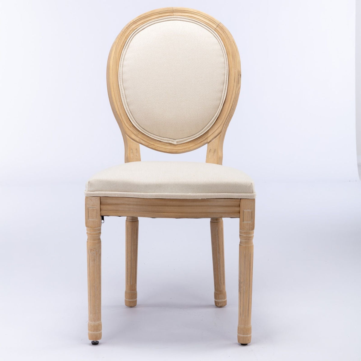 French style solid wood frame dining chair with beige fabric back on Tampa Home & Garden Store