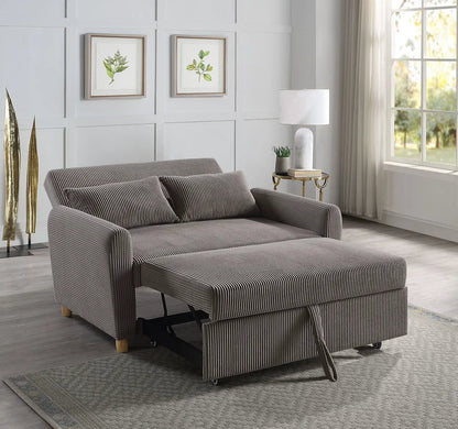 Justine Convertible Sleeper Loveseat ribbed brown fabric by Unique Piece Furniture on Tampa Home & Garden Store