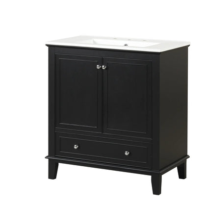 30in black bathroom vanity with white sink top, doors and drawer, Unique Piece Furniture on Tampa Home & Garden Store