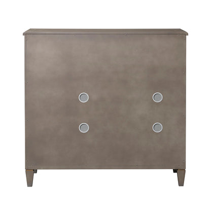 Dauphin Handpainted Entryway Cabinet gray cashmere metal finish with four vents on front on Tampa Home & Garden Store