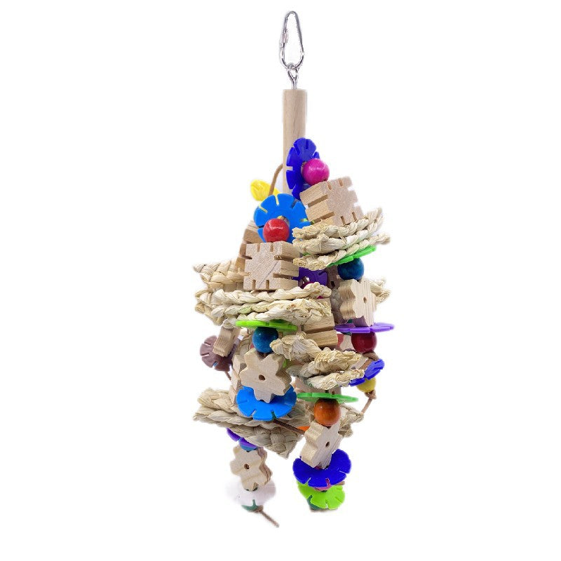 Parrot Gnawing Toy with wooden blocks, rope & colorful beads by Sell My Stuff on Tampa Home & Garden Store
