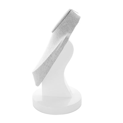 Gray linen necklace jewelry display stand on white round base by Lauren G Adams on Tampa Home & Garden Store