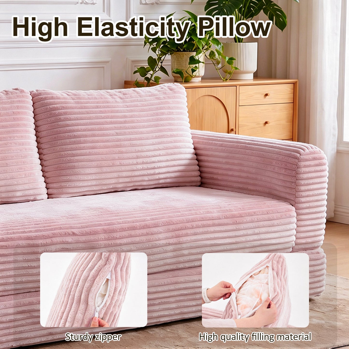 55 Inch Convertible Futon Sofa and Bed Set