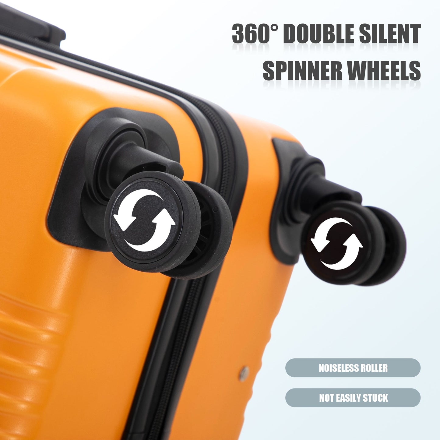 3-Piece ABS Spinner Wheel Luggage Set orange and black HouseOfZazla on Tampa Home & Garden Store