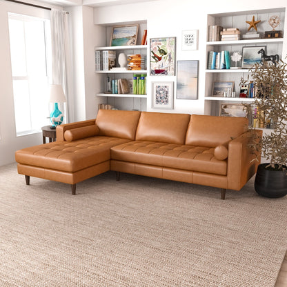 Anthony Corner Sectional Sofa tan leather tufted by HouseOfZazla on Tampa Home & Garden Store