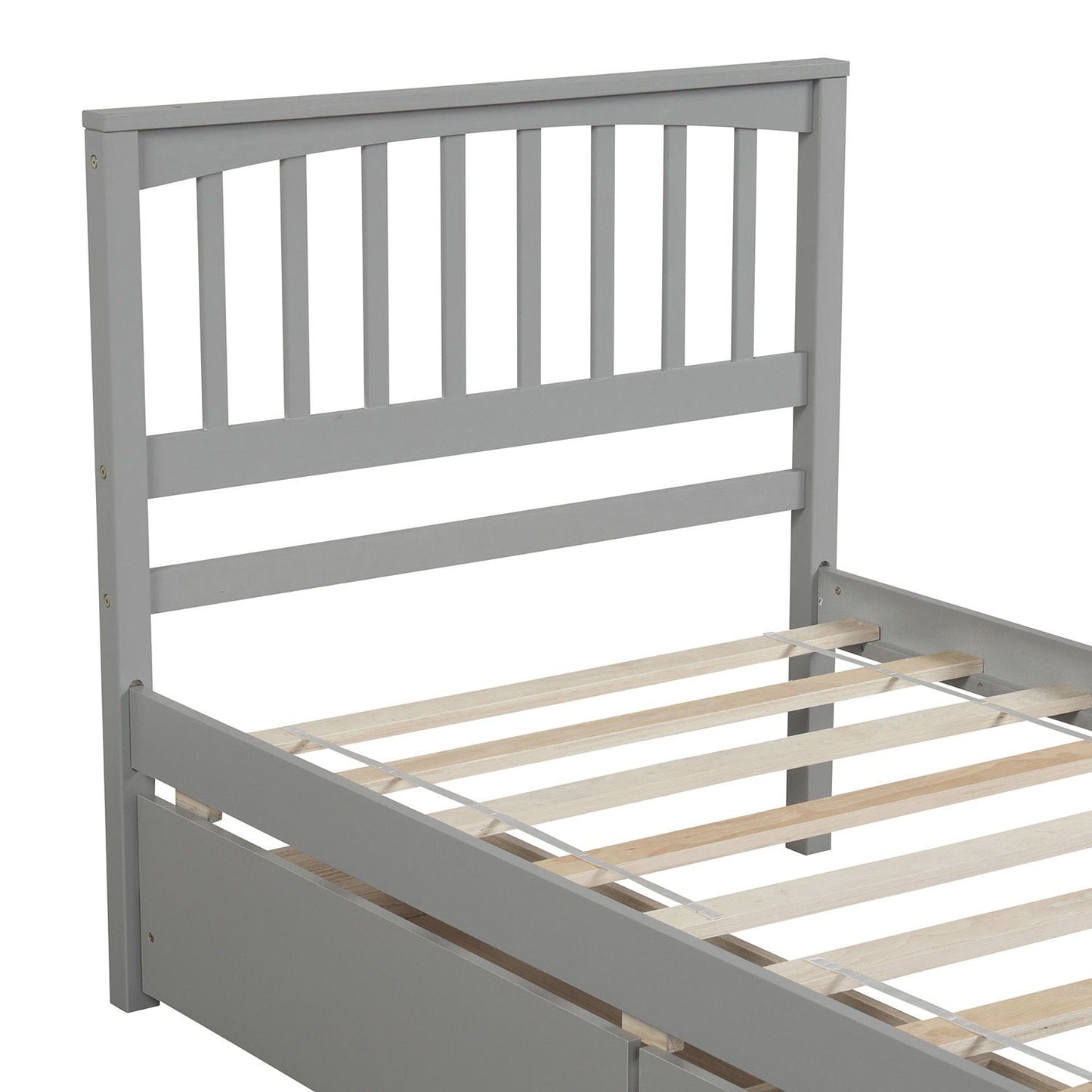 Solid Wood Platform Bed and Two Storage Drawers