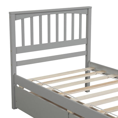 Solid Wood Platform Bed and Two Storage Drawers