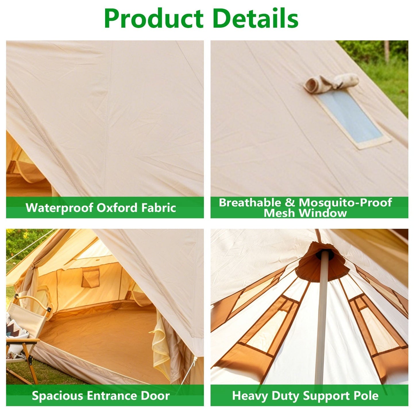 GemGear Oxford Bell Tent 13.1ft with stove jack; waterproof Oxford fabric, mesh window, door on Tampa Home & Garden Store
