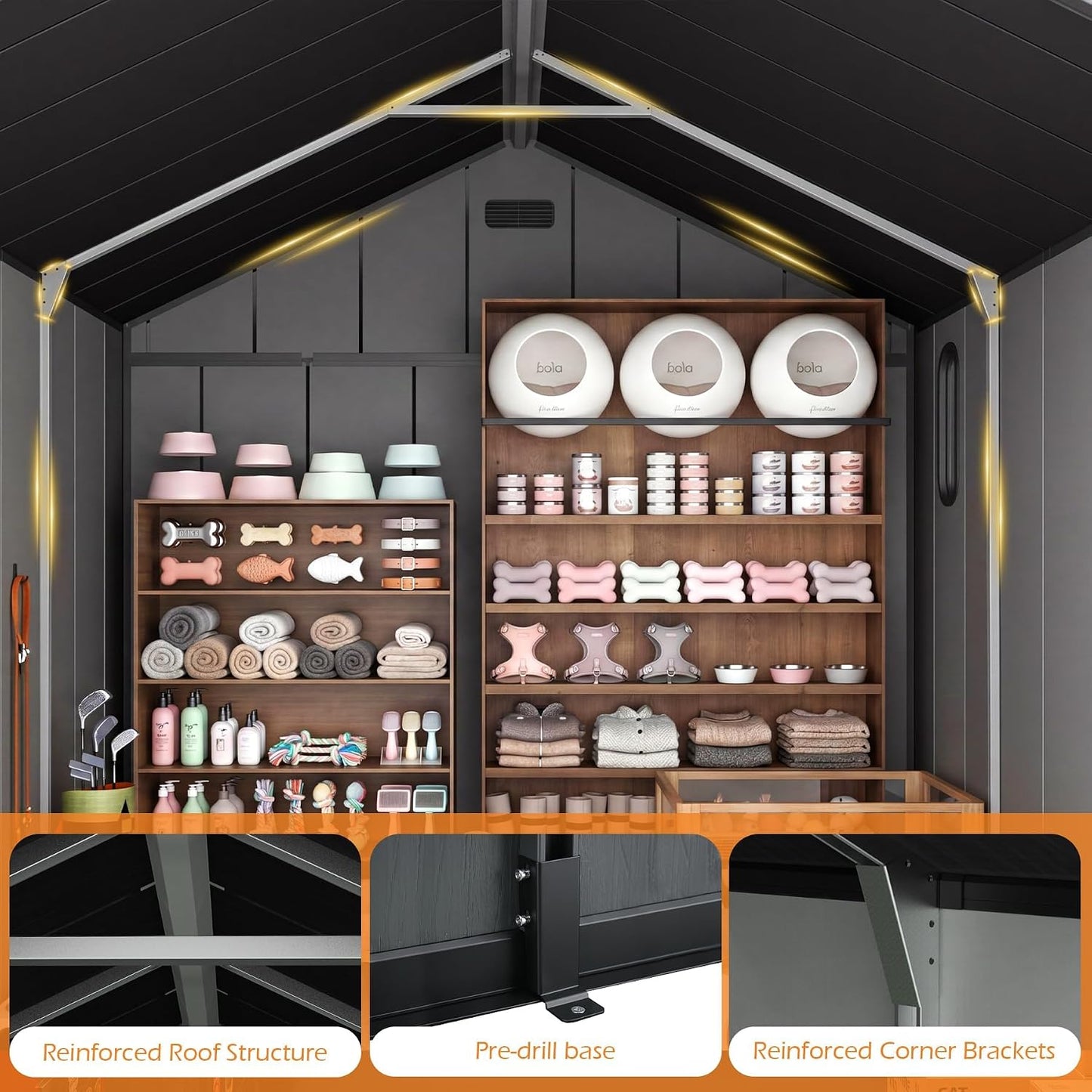 8x8 Resin Outdoor Storage Shed with a Floor