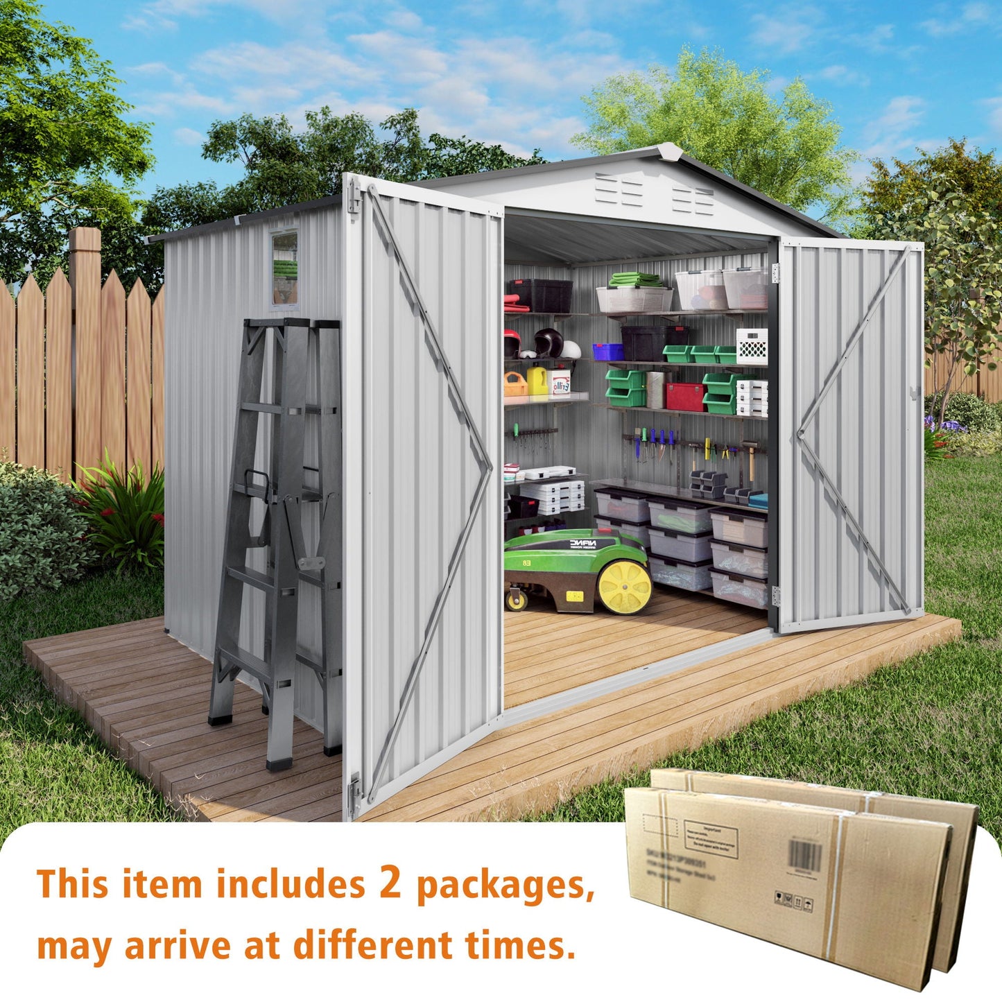 Metal Garden Storage Shed Pitched Roof And Door