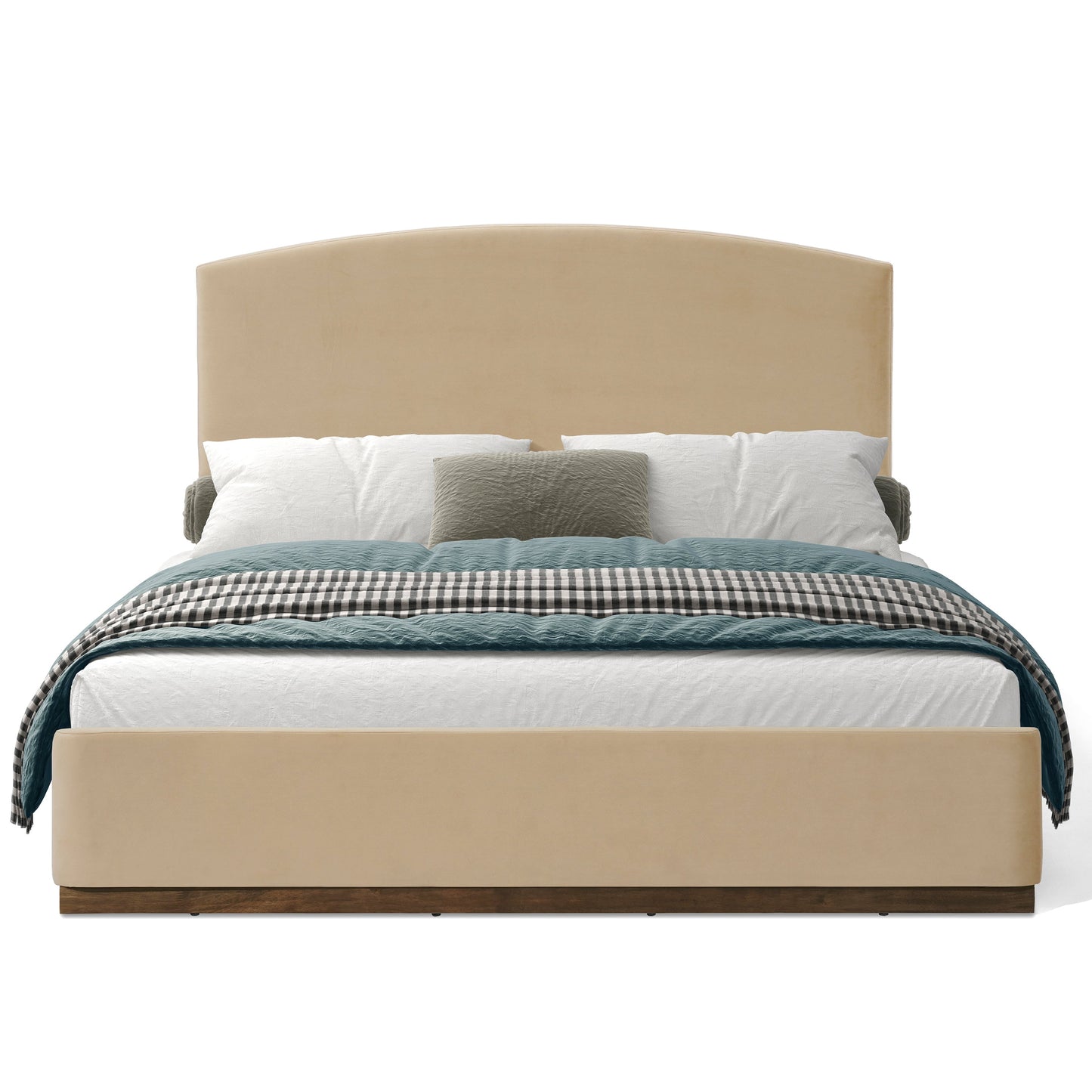 Queen Velvet Upholstered Bed Frame and Headboard