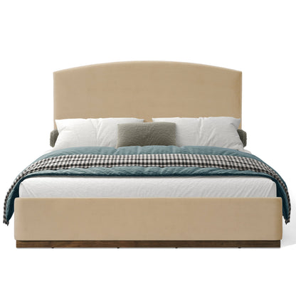 Queen Velvet Upholstered Bed Frame and Headboard