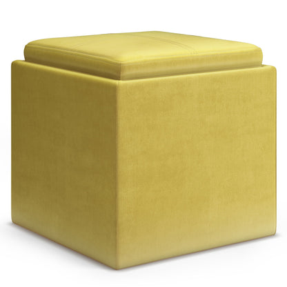 Rockwood Upholstered Cube Ottoman with Tray