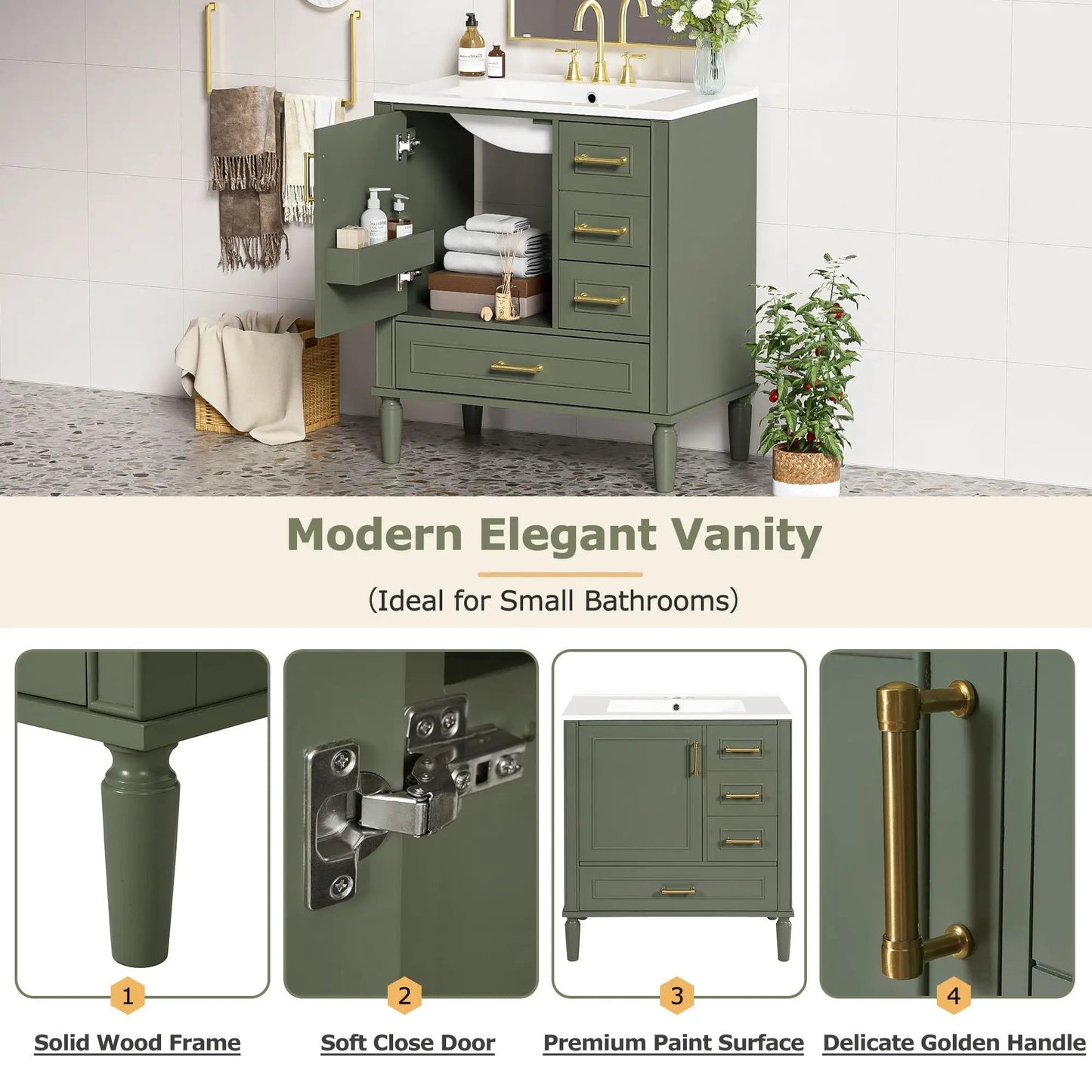 Traditional Bathroom Vanity With Soft Close Doors