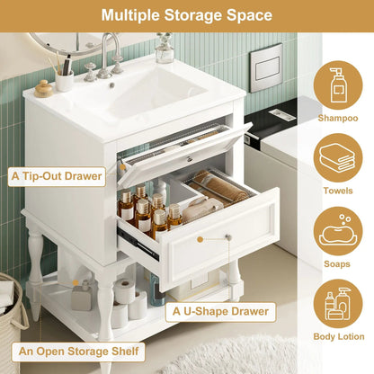 Bathroom Vanity Sink and Two Drawers Storage