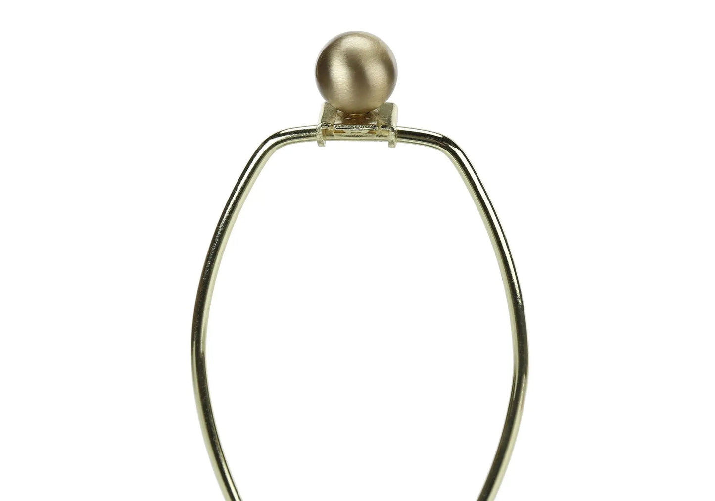 Table lamp cream resin sphere finial atop brass-tone curved frame on Tampa Home & Garden Store