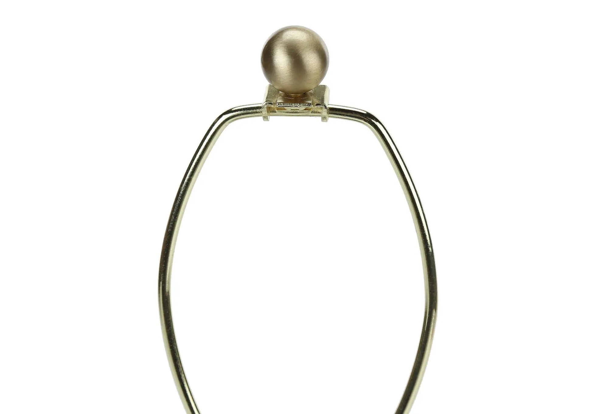 Table lamp cream resin sphere finial atop brass-tone curved frame on Tampa Home & Garden Store
