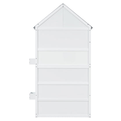 Twin Over Twin House Bunk Bed white wood frame by HouseOfZazla on Tampa Home & Garden Store