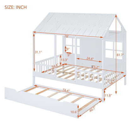 Kids House Bed With Twin Trundle and Daybed