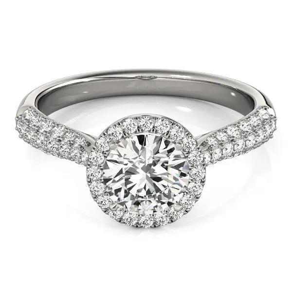 Engagement ring 14k white gold halo with pave band, 1 1/3 cttw diamond, by Bids.com on Tampa Home & Garden Store