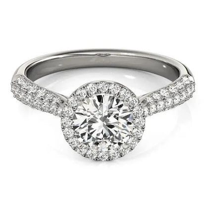 Engagement ring 14k white gold halo with pave band, 1 1/3 cttw diamond, by Bids.com on Tampa Home & Garden Store