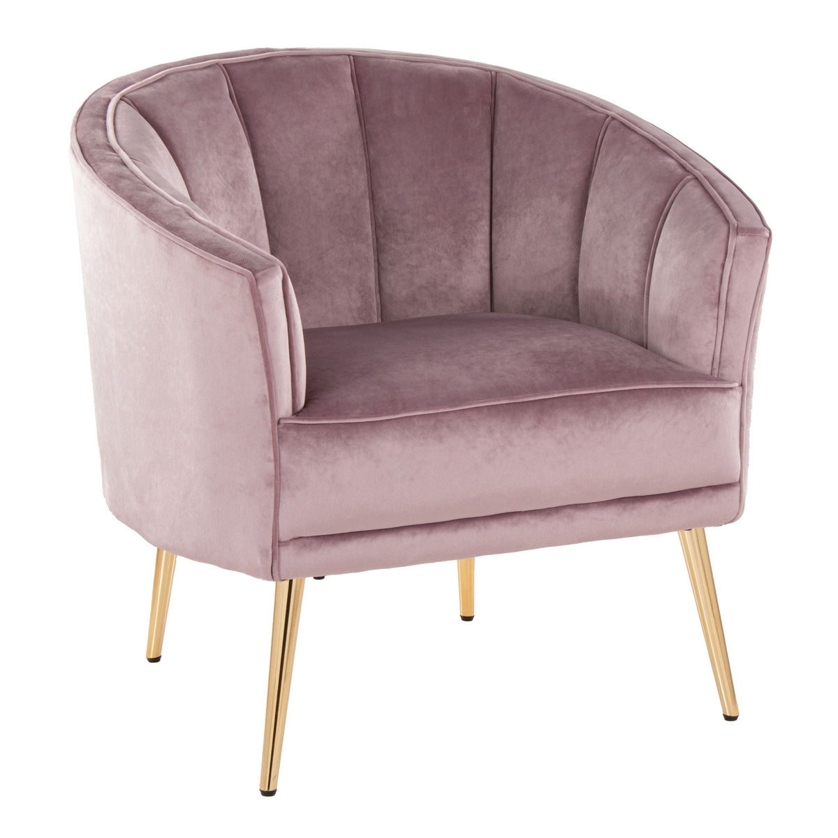 Contemporary glam accent chair pink velvet tufted back with gold legs on Tampa Home & Garden Store