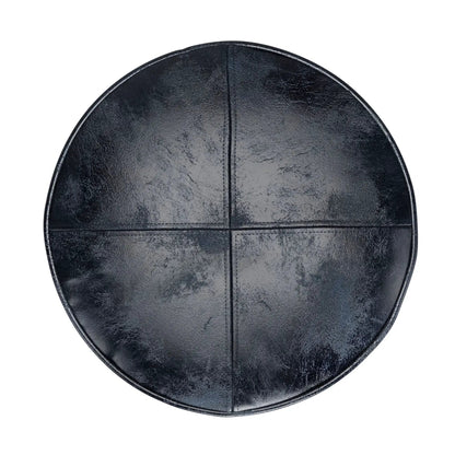 Connor - Handcrafted Round Pouf, black leather, accent seating on Tampa Home & Garden Store