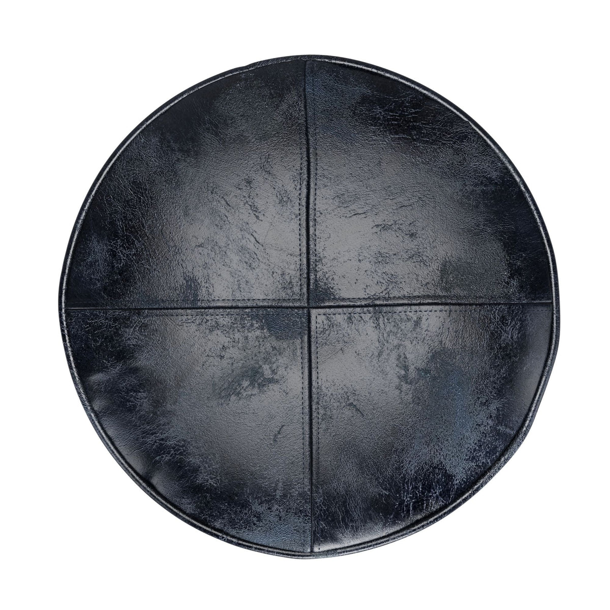 Handcrafted Round Pouf distressed black leather by HouseOfZazla for Accent Tables on Tampa Home & Garden Store