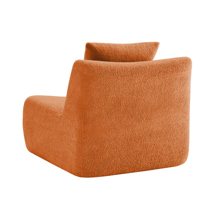 Orange Teddy Fabric Armless Sofa and Pillow Cushions