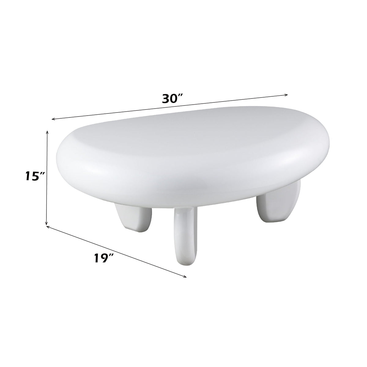 End Table High Gloss White Synthetic Wood by HouseOfZazla rounded top and slim legs 30in on Tampa Home & Garden Store