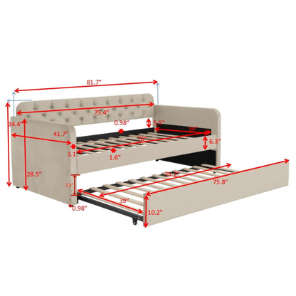 Upholstered Daybed With Trundle And USB Charging