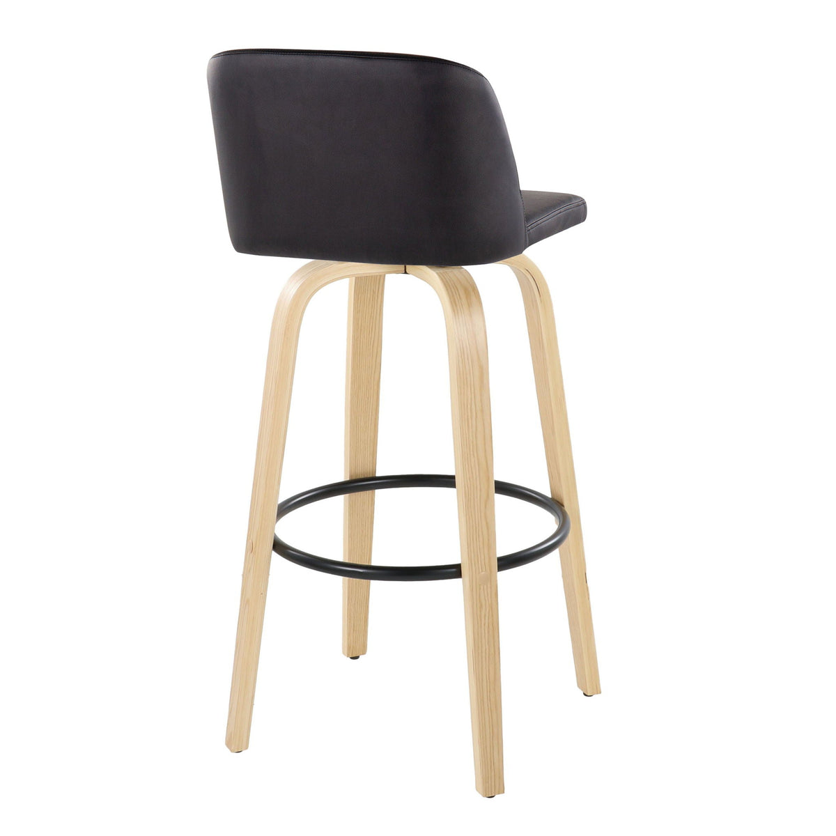 Contemporary barstool set by HouseOfZazla with swivel; dark leather seat on light wood legs on Tampa Home & Garden Store