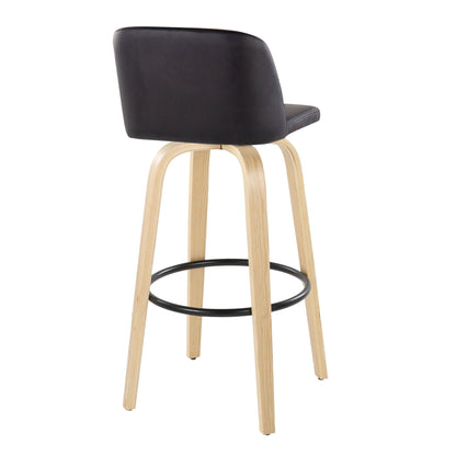 Contemporary barstool set by HouseOfZazla with swivel; dark leather seat on light wood legs on Tampa Home & Garden Store