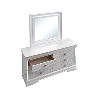 Verona dresser Unique Piece Furniture white diamond-front drawers top mirror Tampa Store on Tampa Home & Garden Store