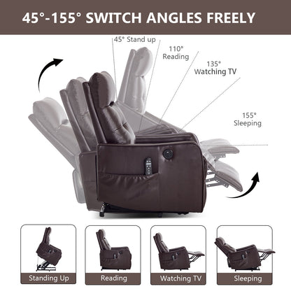 Brown PU single motor lift recliner chair with massage and heat by HouseOfZazla on Tampa Home & Garden Store
