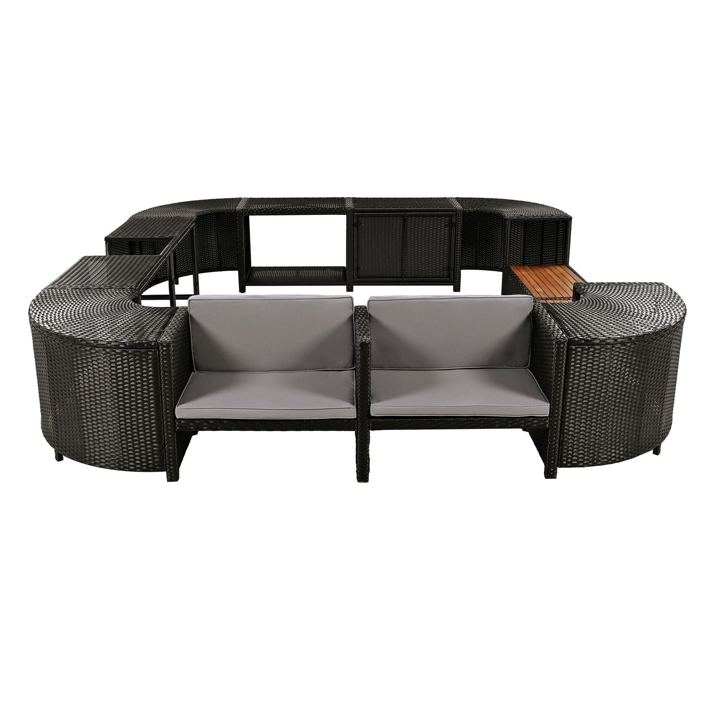Outdoor Rattan Spa Frame and Modular Storage Seat