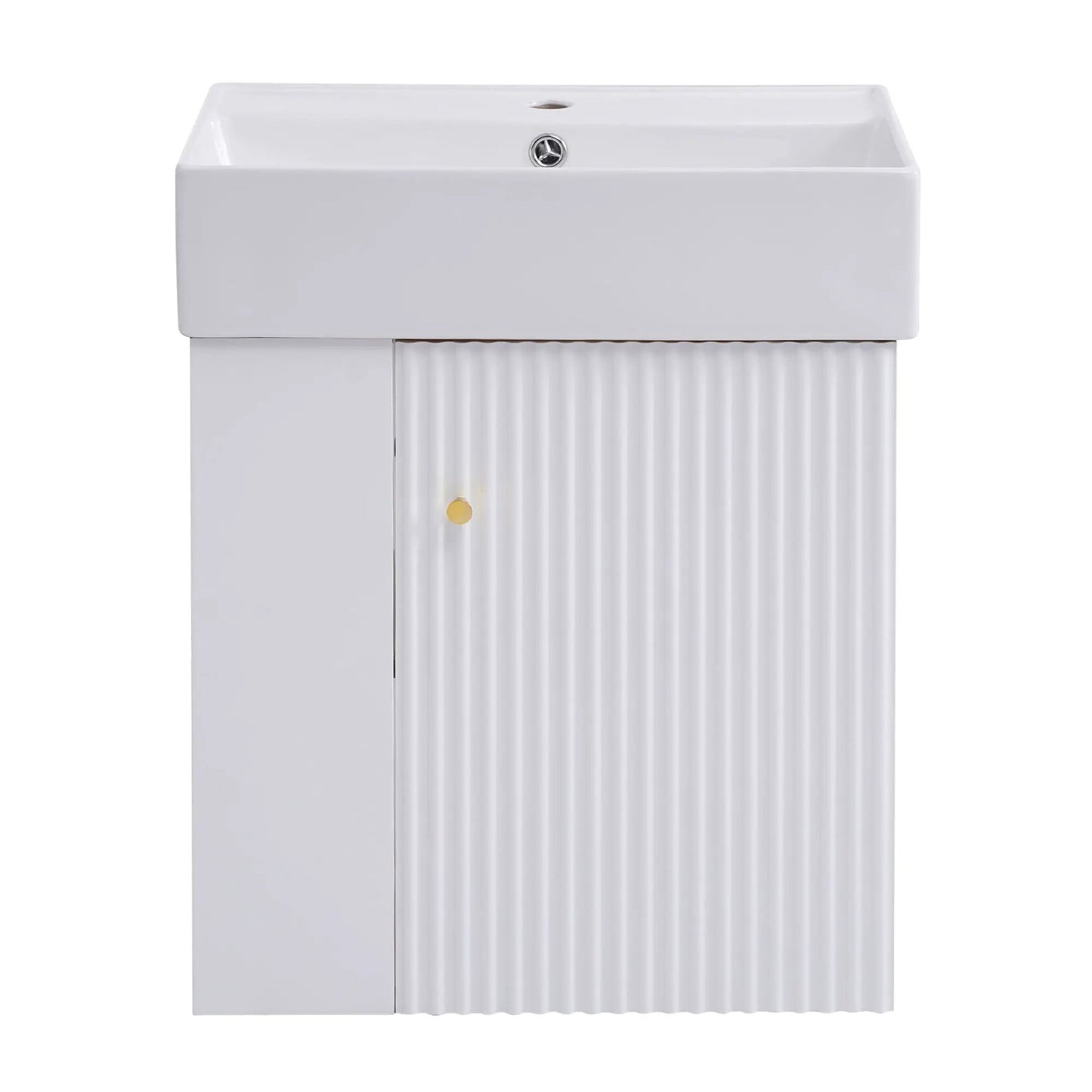 Compact Modern Floating Vanity with Ceramic Basin
