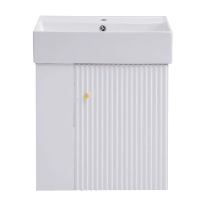 Compact Modern Floating Vanity with Ceramic Basin