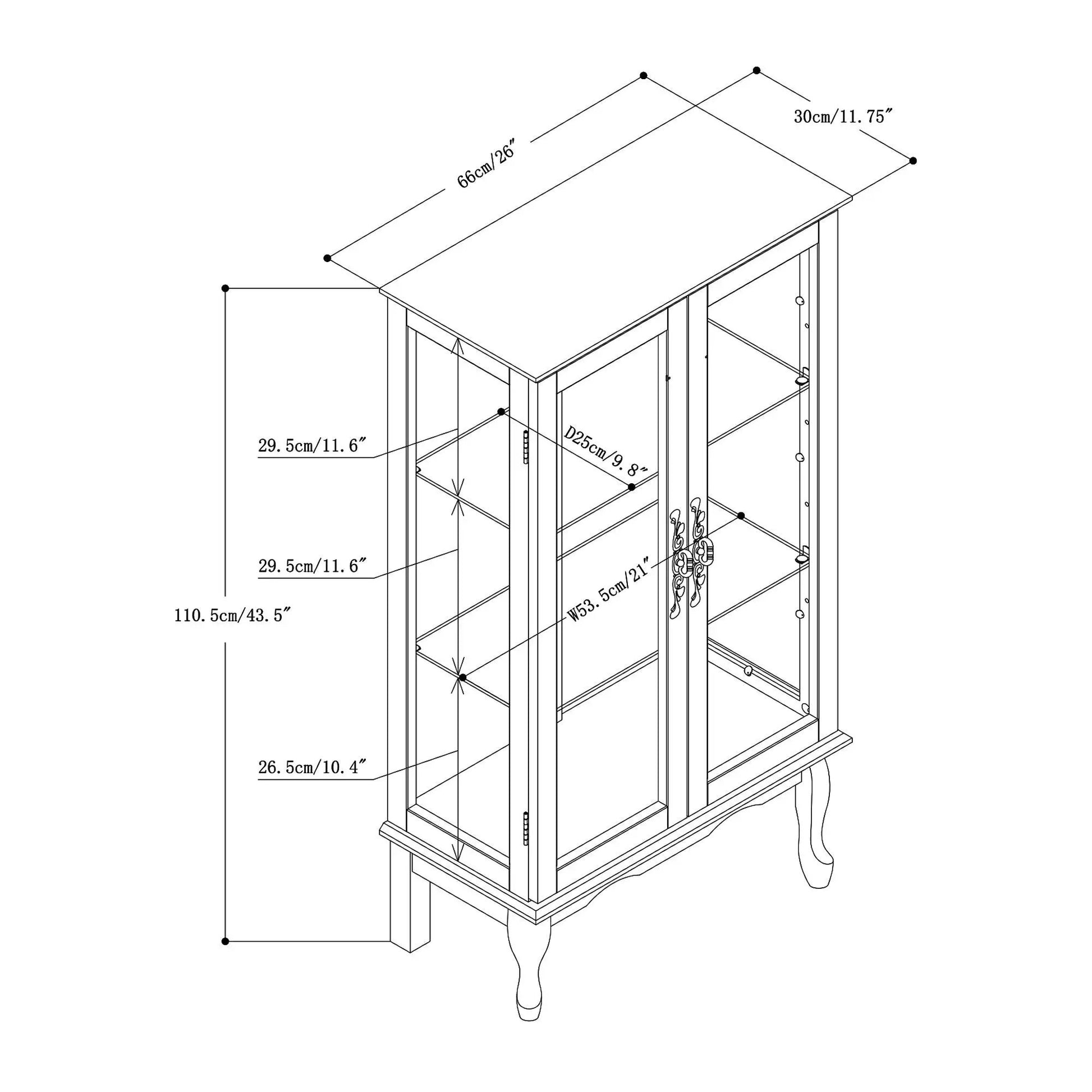 Curio cabinet lighted display 3-tier with adjustable shelves tempered glass doors Unique Piece on Tampa Home & Garden Store