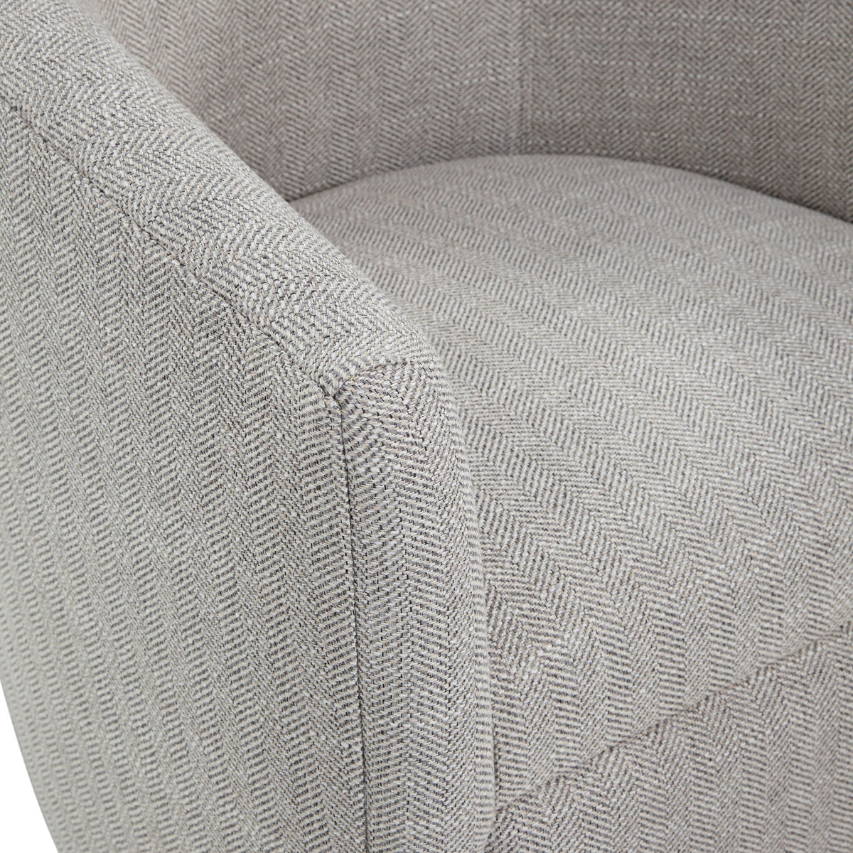 Lainey Swivel Barrel Chair gray herringbone fabric upholstery HouseOfZazla on Tampa Home & Garden Store