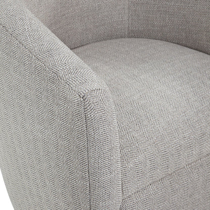 Lainey Swivel Barrel Chair gray herringbone fabric upholstery HouseOfZazla on Tampa Home & Garden Store