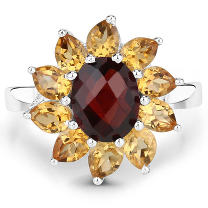 5.50ct garnet centerpiece ring with citrine petal halo in .925 sterling silver by Bids.com on Tampa Home & Garden Store