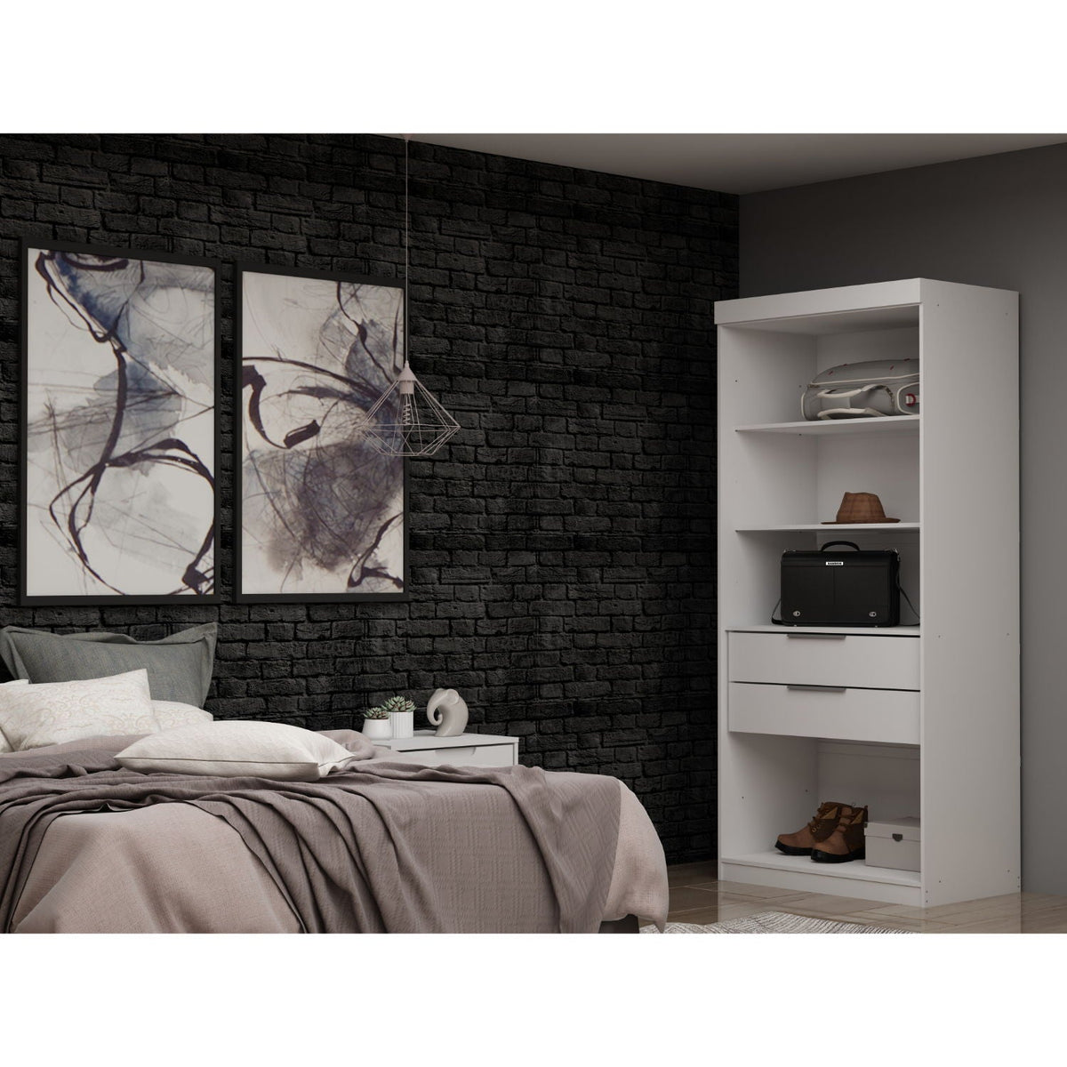 Mulberry Wardrobe Closet with Adjustable Shelving white by HouseOfZazla for bedroom storage on Tampa Home & Garden Store