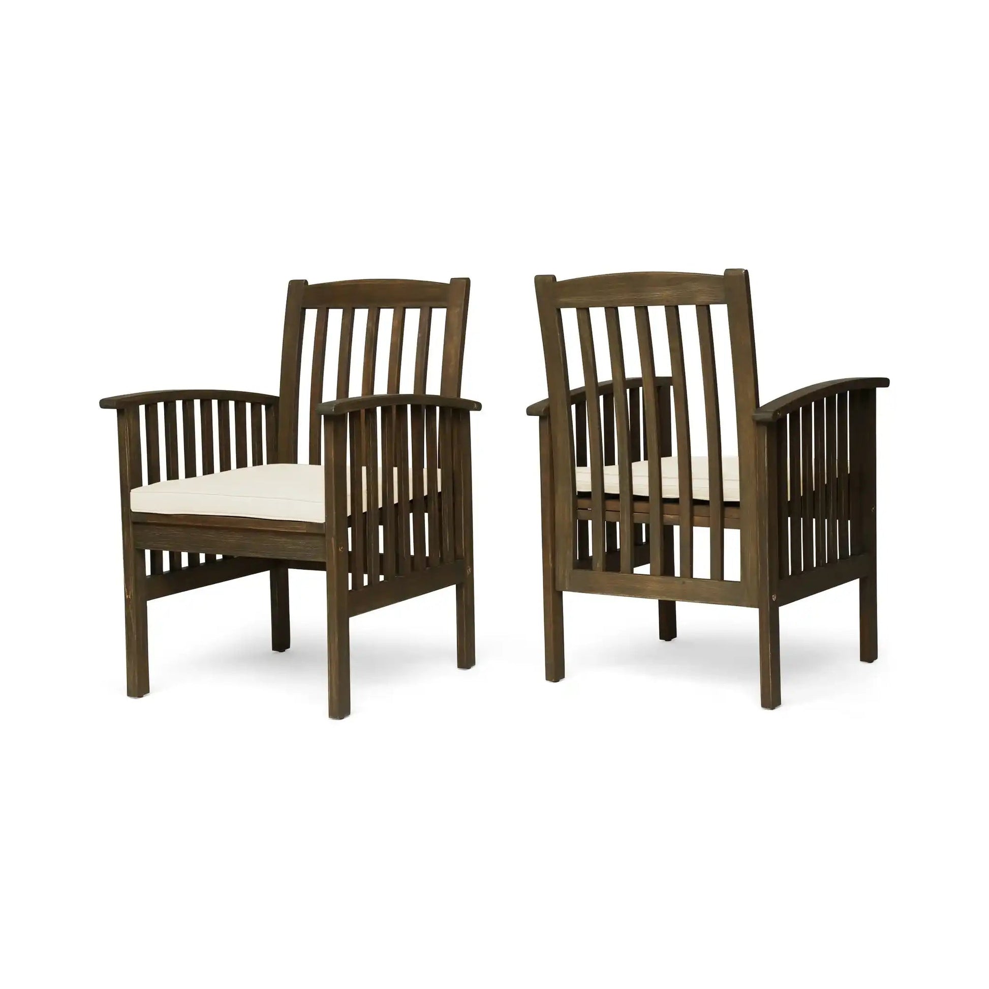 Casa Acacia outdoor dining chairs with white cushions, 4-piece wooden set on Tampa Home & Garden Store