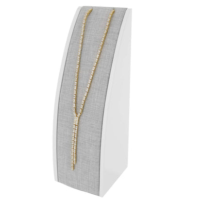 Single Necklace Display with grey fabric insert holds a gold diamond necklace Lauren G Adams on Tampa Home & Garden Store