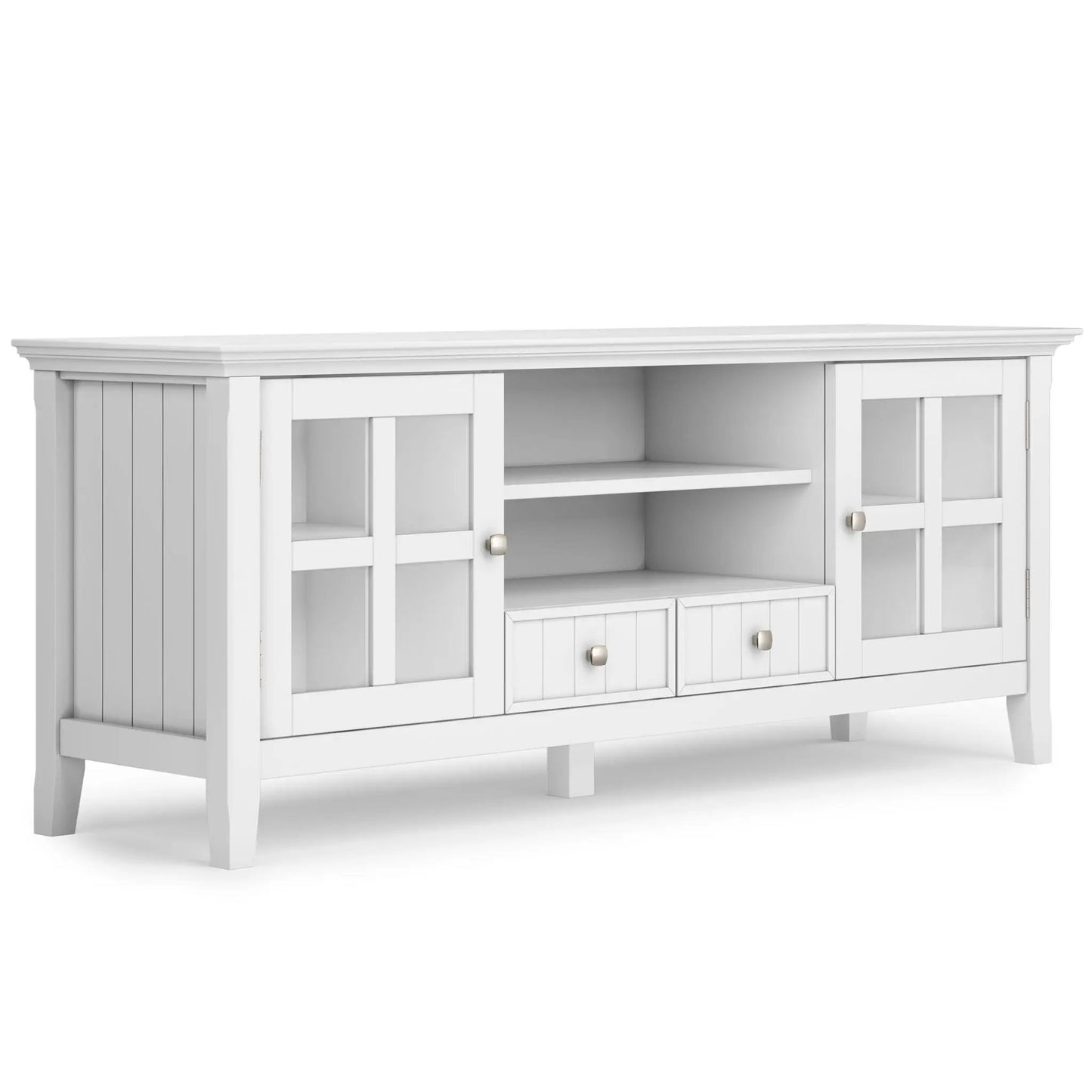 Acadian Media Stand with Glass Doors and Drawers