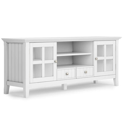 Acadian Media Stand with Glass Doors and Drawers