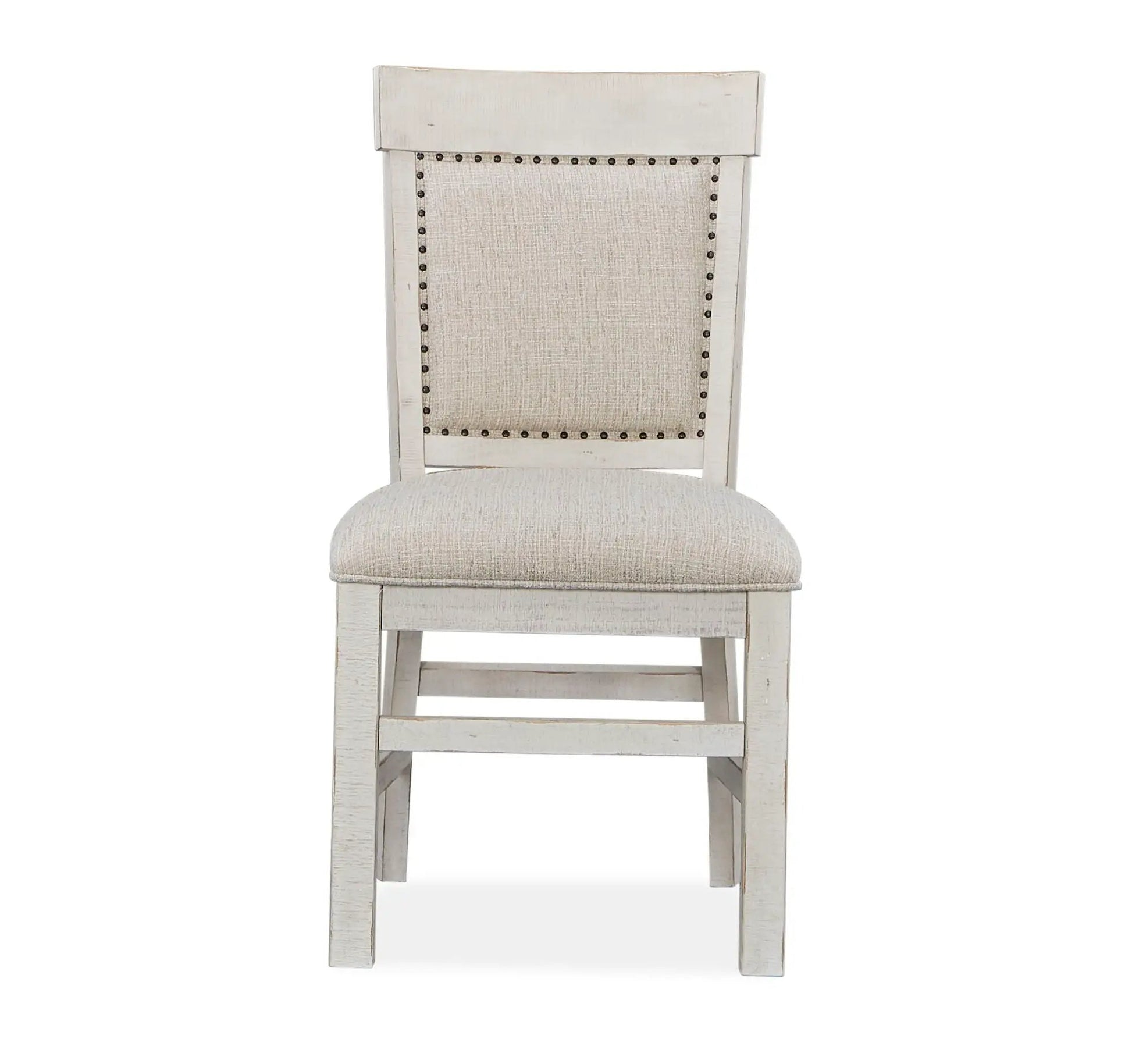 Bronwyn dining side chair with upholstered alabaster seat and back, nailhead trim on Tampa Home & Garden Store